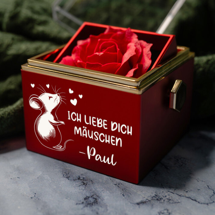 Ich liebe dich, mäuschen - Schmuckkästchen mit einer Rose