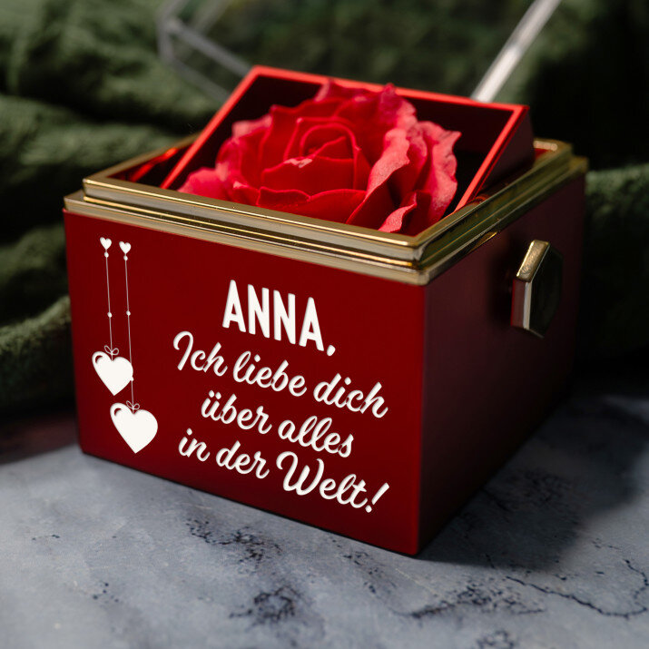 Ich liebe dich über alles - Schmuckkästchen mit einer Rose