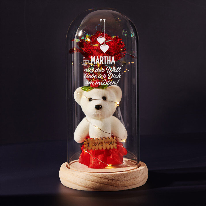 Ich liebe dich am meisten - Ewige Rose mit Teddybär