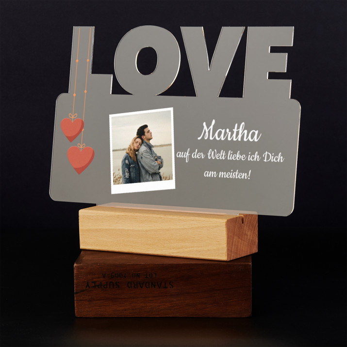 Ich liebe dich am meisten - Druck auf Acrylglas mit LED Beleuchtung - Wort LOVE