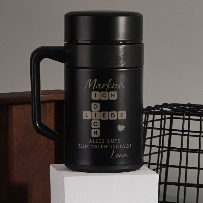 ich liebe Dich Scrabble - Thermobecher mit Henkel