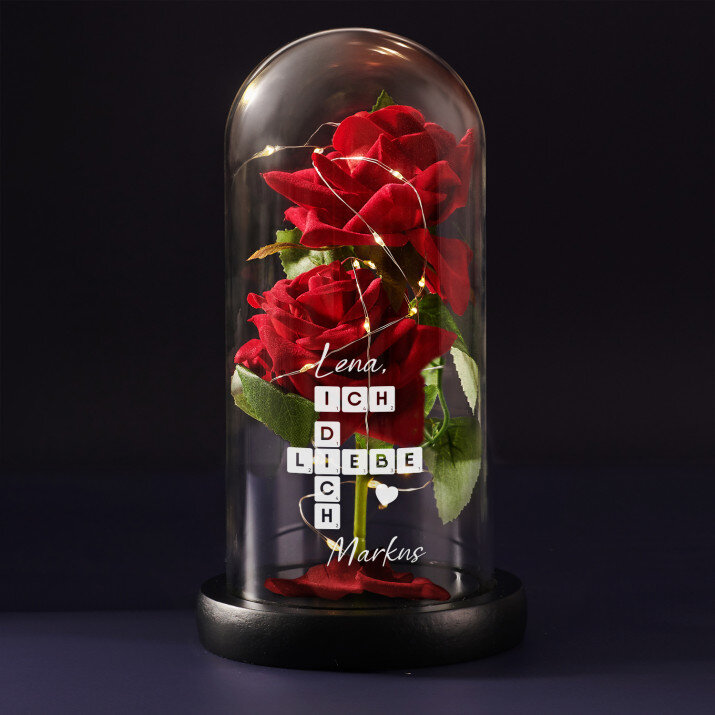 ich liebe Dich Scrabble - Ewige Rose Im Glas