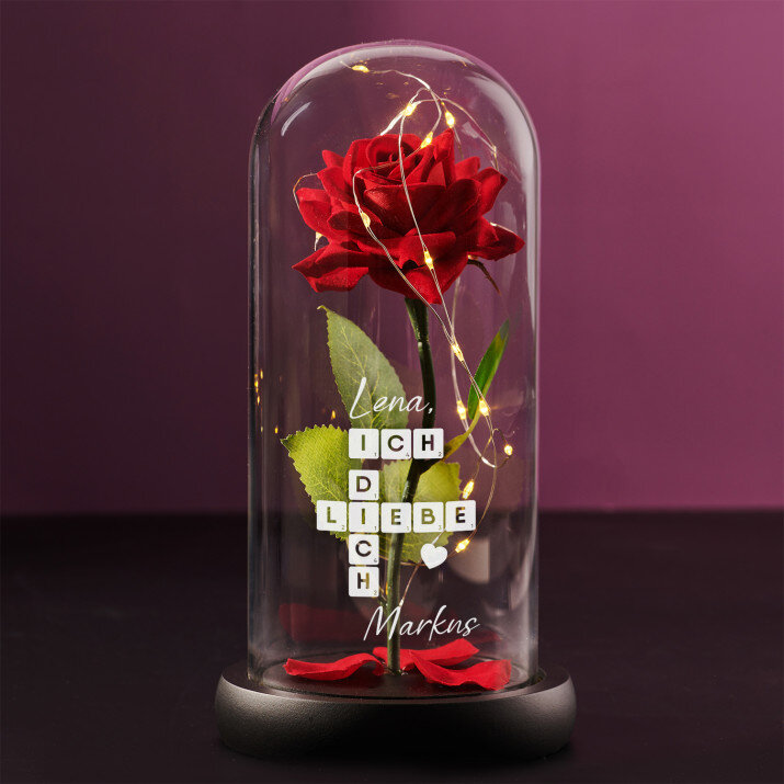 ich liebe Dich Scrabble - Ewige Rose Im Glas