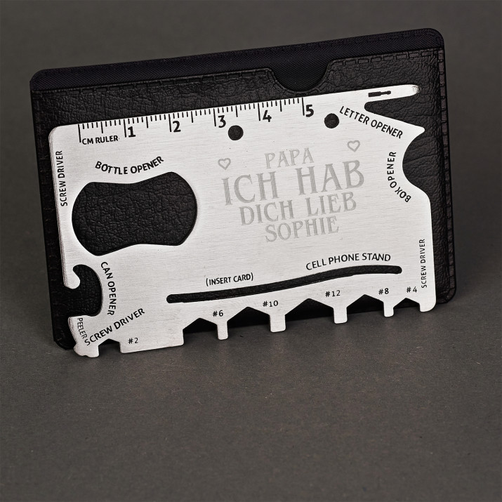 Hab` Dich Lieb - Multitool-Karte aus Metall