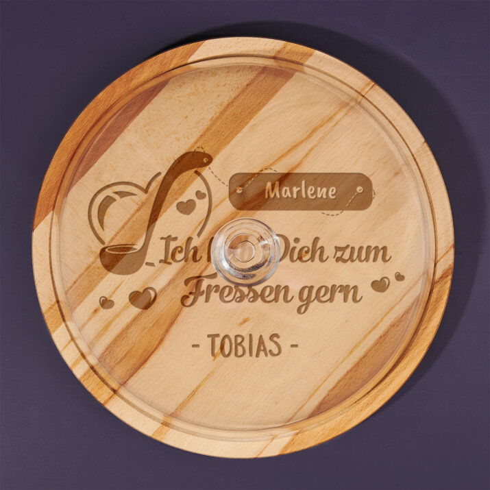Ich hab` Dich zum Fressen gern - Glasglocke mit Gravur