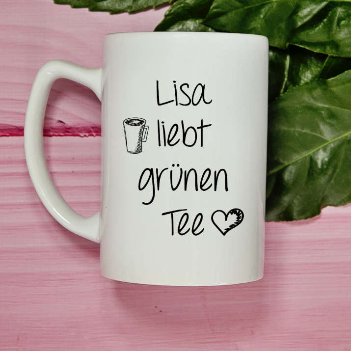 Liebt grünen Tee - Personalisierte Tasse