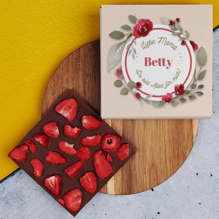 Liebe Mama - Schokolade mit Erdbeeren