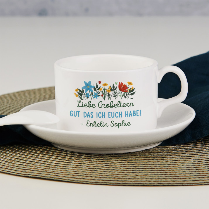 Liebe Großeltern - Tasse mit Untertasse