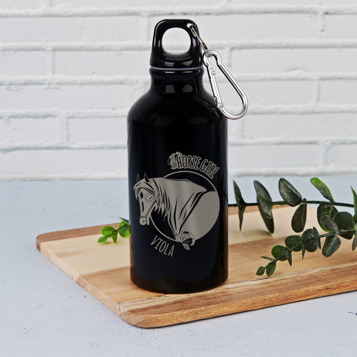 Horse Girl - Wasserflasche 0,4l mit Karabinerhaken