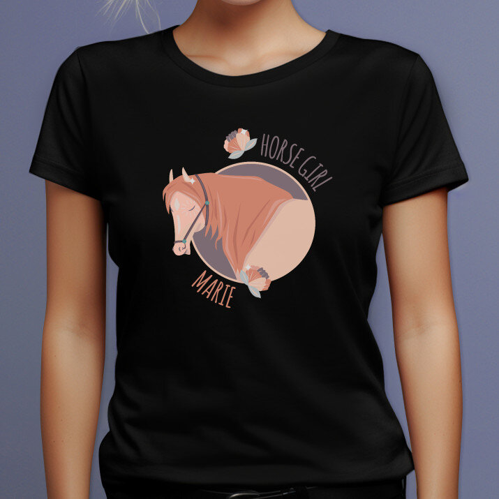Horse girl - Schwarzes T-Shirt für Damen