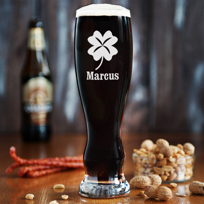 Kleeblatt - Bierglas mit Gravur