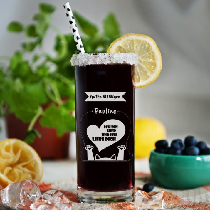 Guten Miaugen - Longdrinkglas mit Gravur