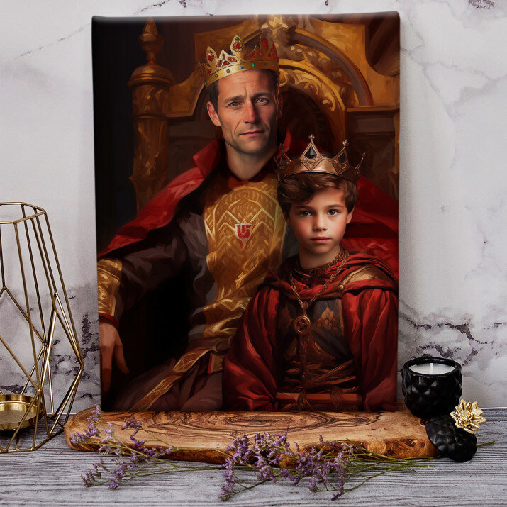 König, Papa mit Sohn - Königliches Porträt