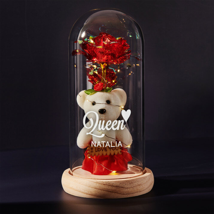 Queen - Ewige Rose mit Teddybär