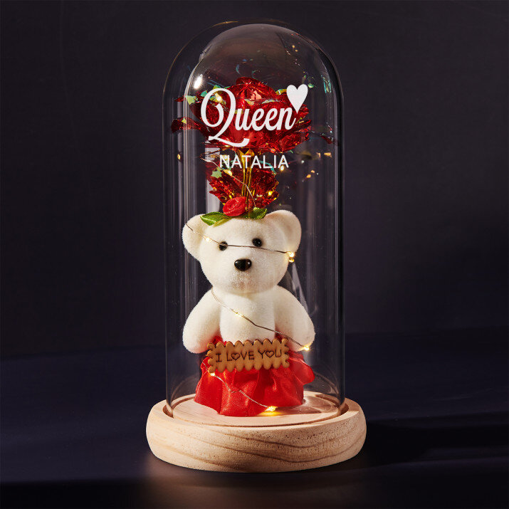 Queen - Ewige Rose mit Teddybär Queen - Ewige Rose mit Teddybär