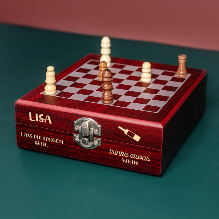 lass die Sorgen sein - Schach-Weinset
