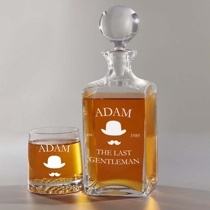 Last Gentleman - Whiskykaraffe und Whiskygläser - Set mit Gravur