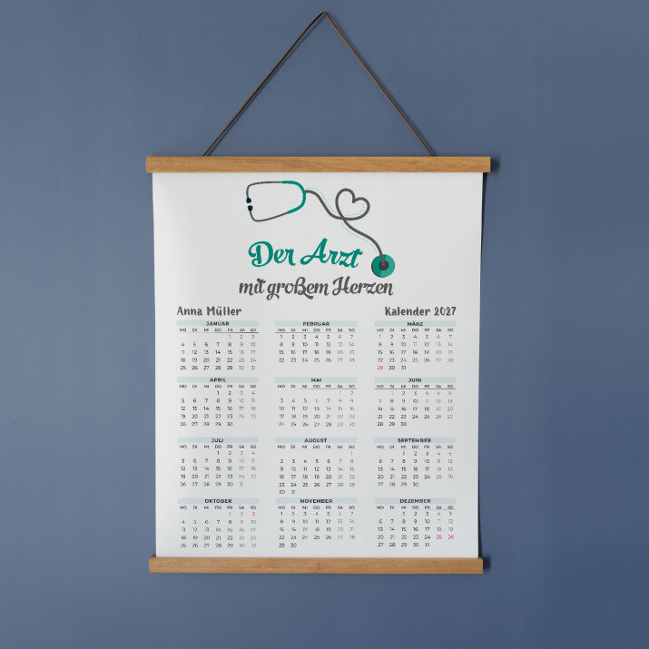 Arzt mit großem Herzen - Poster-Kalender mit Holzleisten Arzt mit großem Herzen - Poster-Kalender mit Holzleisten