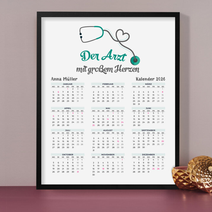 Arzt mit großem Herzen - Kalender im Rahmen