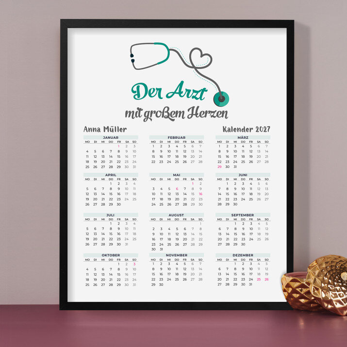 Arzt mit großem Herzen - Kalender im Rahmen Arzt mit großem Herzen - Kalender im Rahmen