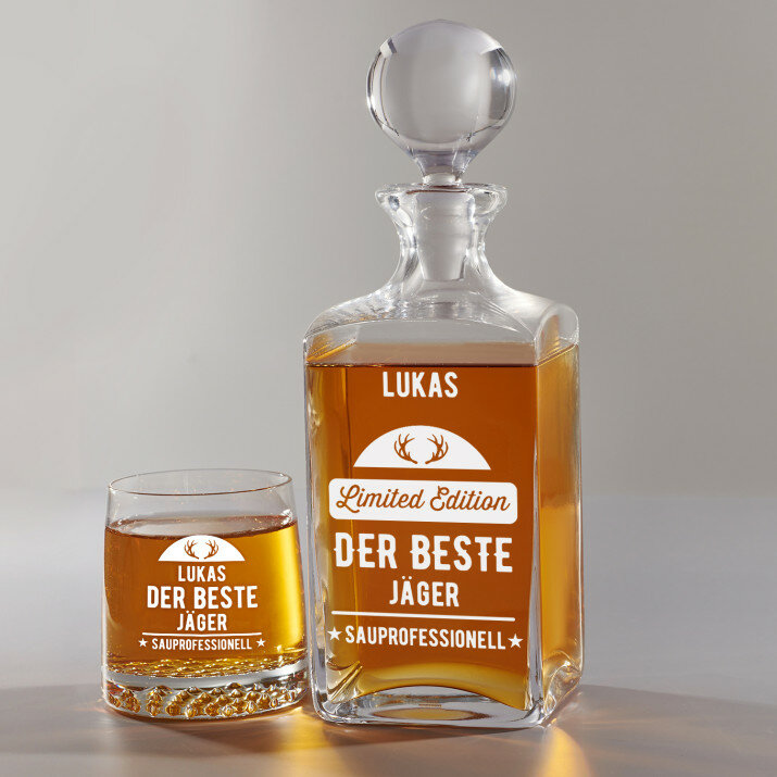 Limited Edition - Whiskykaraffe und Whiskygläser - Set mit Gravur