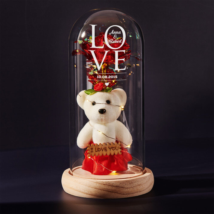 Love - Ewige Rose mit Teddybär