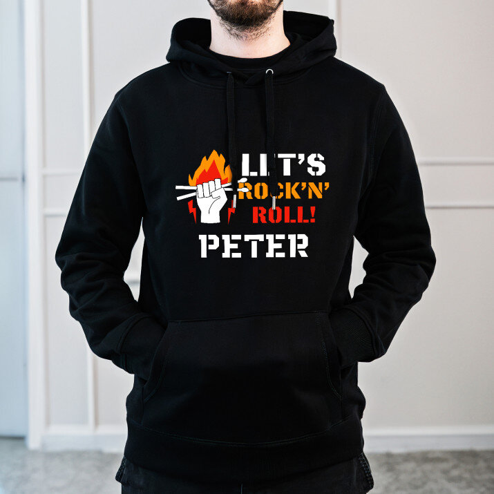 Let’s rock ’n’ roll - Schwarzer Kapuzenpullover für Herren