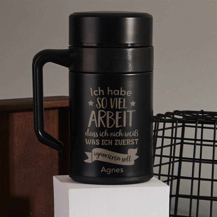 So viel Arbeit - Thermobecher mit Henkel