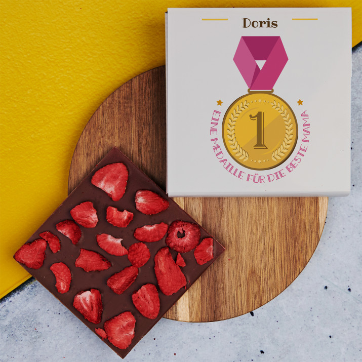 Medaille für Mama - Schokolade mit Erdbeeren