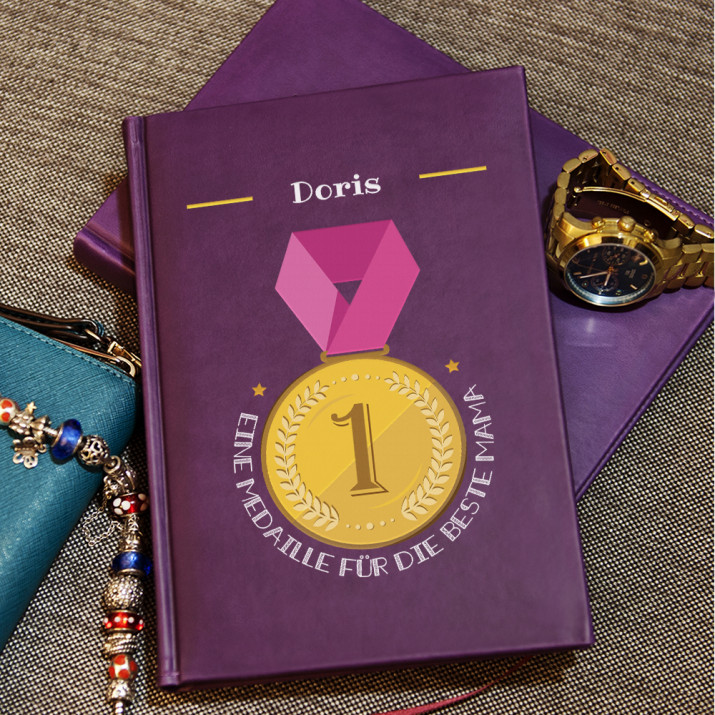 Medaille für Mama - Notizbuch A5 mit Aufdruck