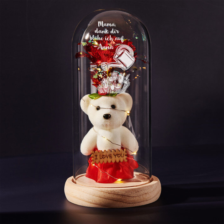 Mama, dank dir blühe ich auf - Ewige Rose mit Teddybär