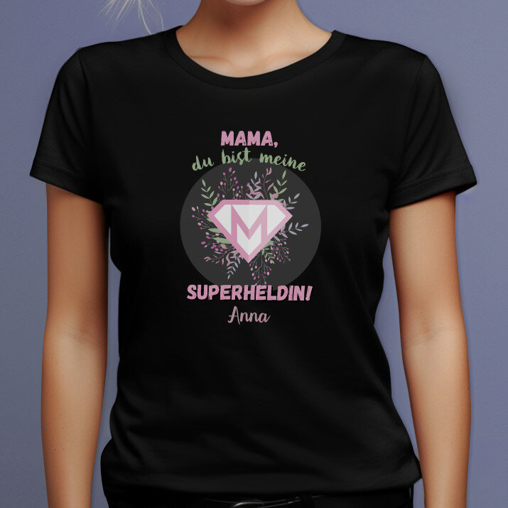 Mama, du bist meine superheldin - Schwarzes T-Shirt für Damen