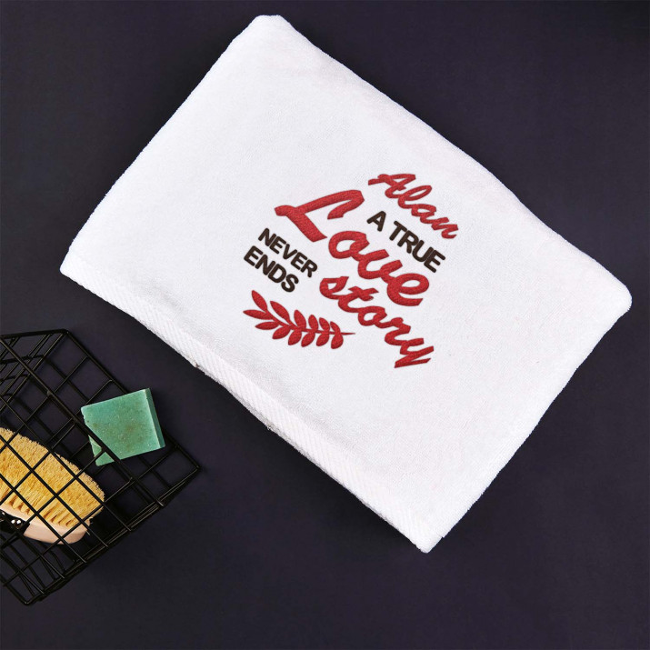 Man love story - Handtuch mit Stickerei