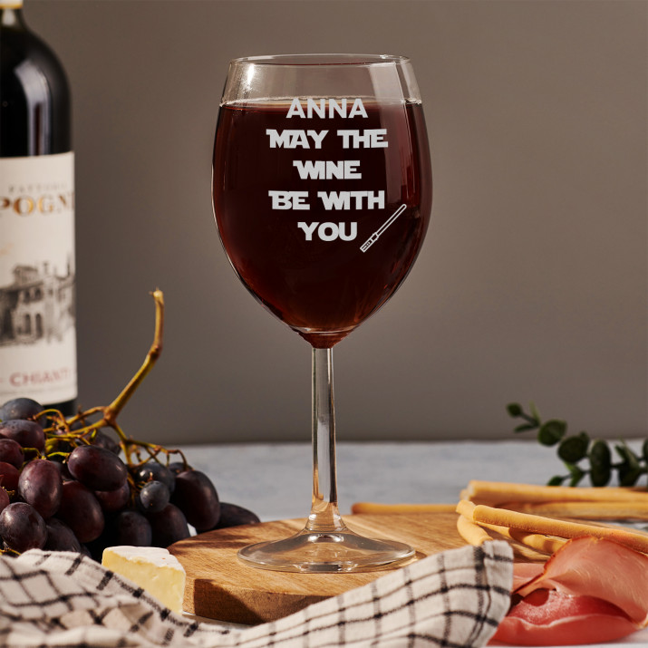 May the wine be with you - Weinglas mit Gravur