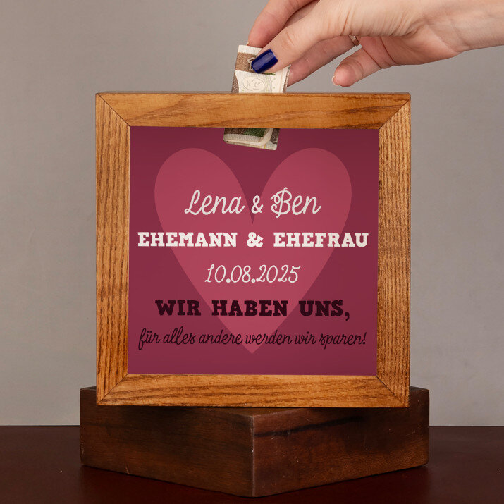 Ehemann und Ehefrau wir haben uns - Holzspardose