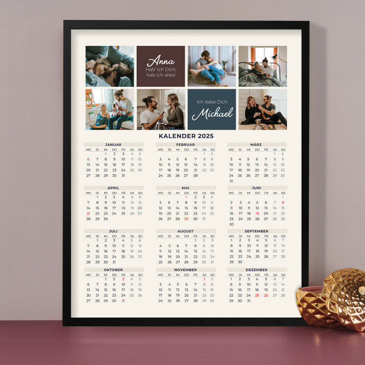 Liebe Collage - Kalender im Rahmen