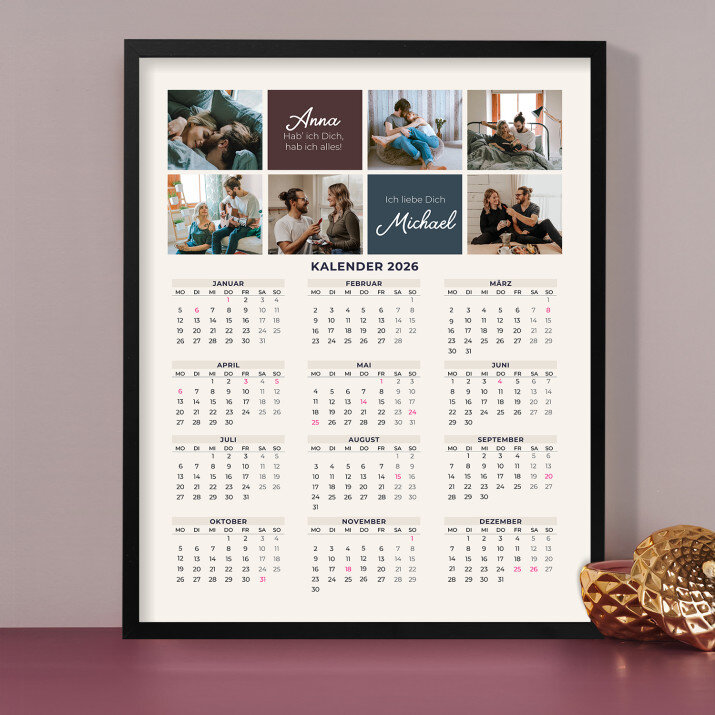 Liebe Collage - Kalender im Rahmen