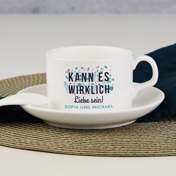 Kann es wirklich Liebe sein - Tasse mit Untertasse