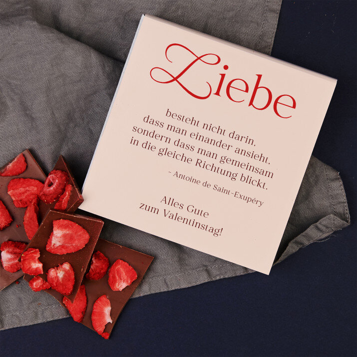 Liebe Zitat - Schokolade mit Erdbeeren