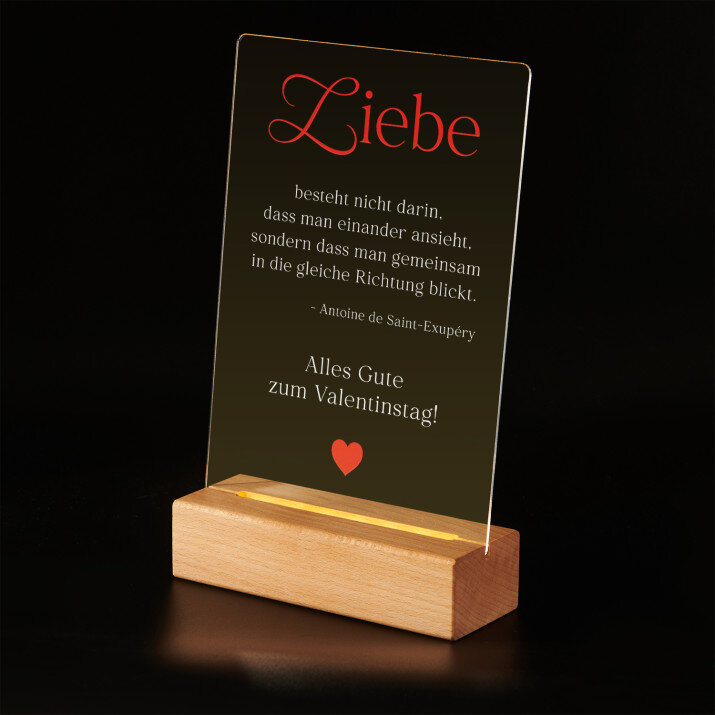 Liebe Zitat - Druck auf Acrylglas mit LED Beleuchtung