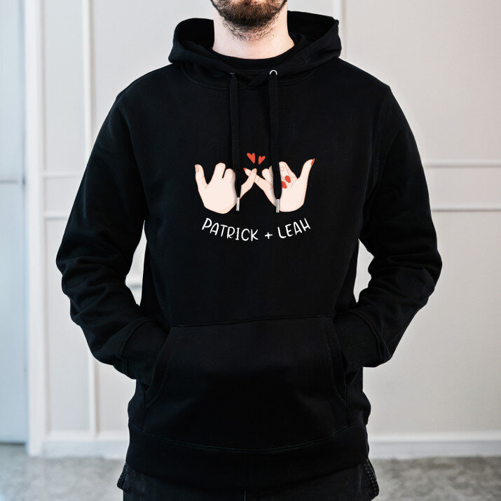Love namen - Schwarzer Kapuzenpullover für Herren