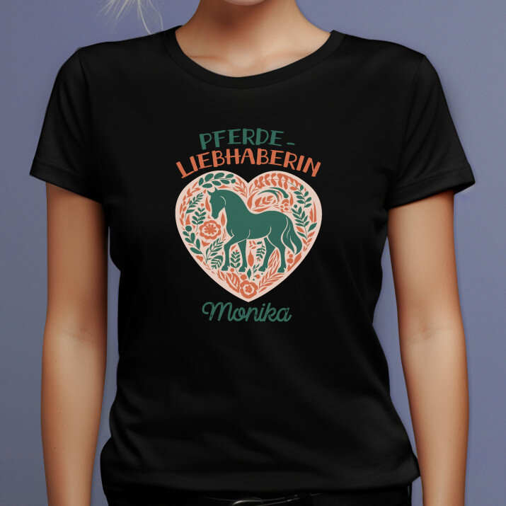 Pferdeliebhaberin - Schwarzes T-Shirt für Damen