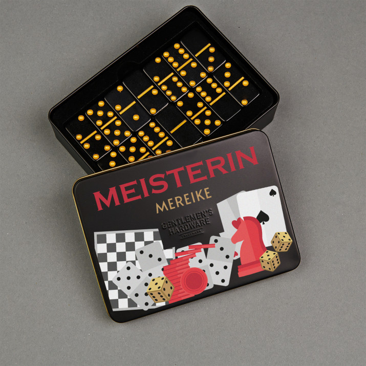 Meisterin - Dominospiel in Metalldose