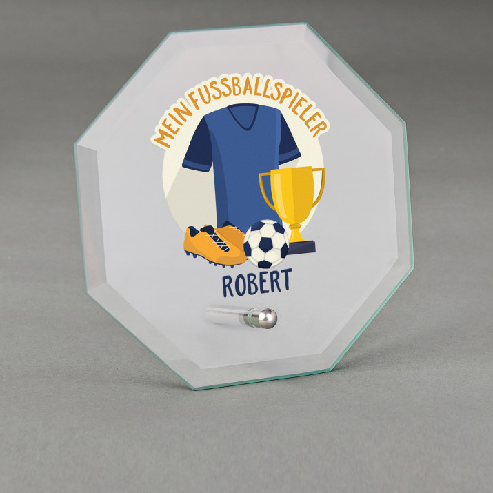 Mein Fußballspieler - Glastrophäe mit Aufdruck