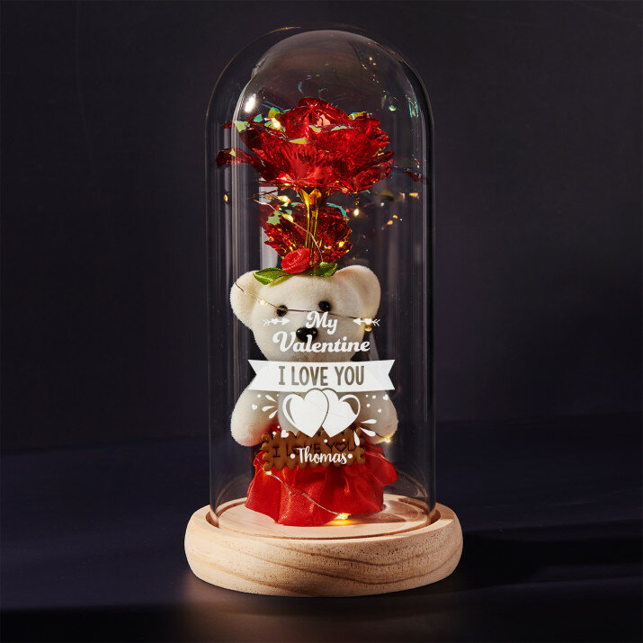 My valentine - Ewige Rose mit Teddybär