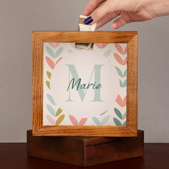 Monogramm Name elegant - Holzspardose