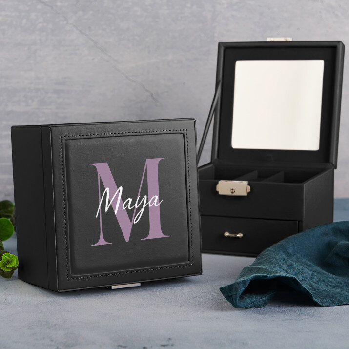 Monogramm Name elegant - Schmuckkästchen mit Spiegel