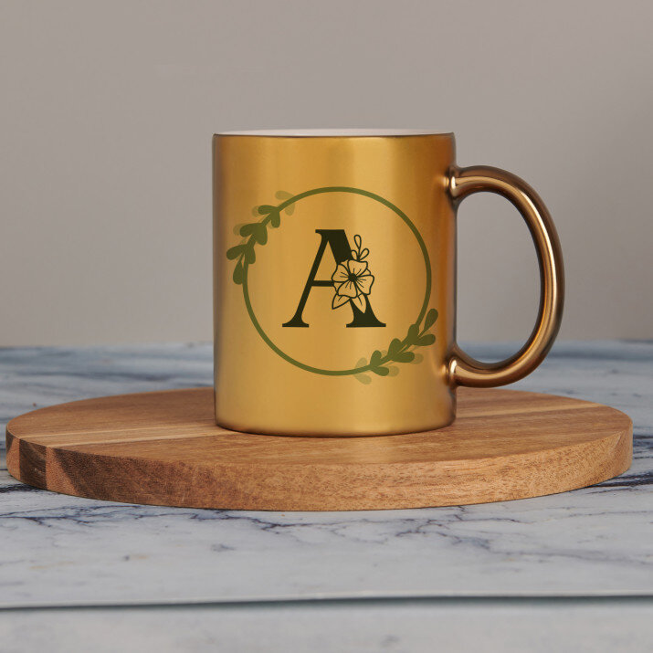 Monogramm im Kreis Blumen - Goldbecher