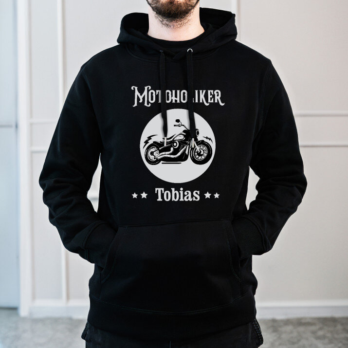 Motoholiker - Schwarzer Kapuzenpullover für Herren