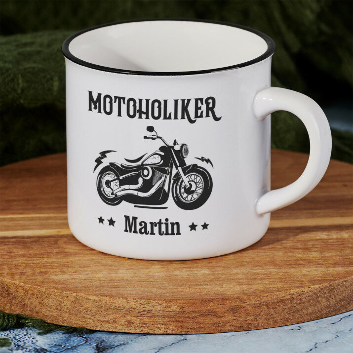 Motoholiker - Keramikbecher mit schwarzem Rand